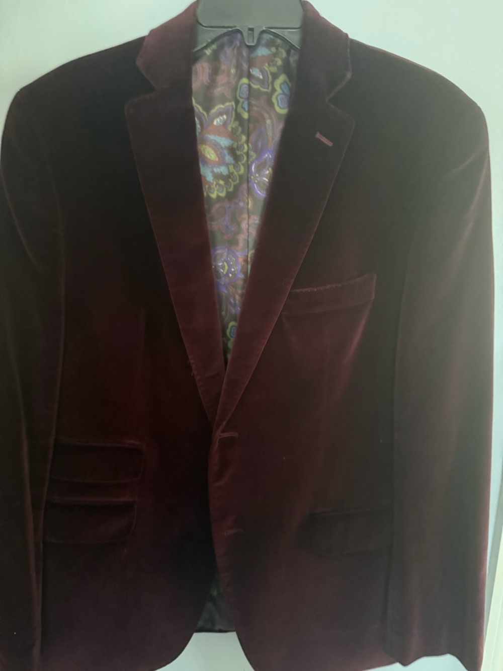 Men's Velvet Blazer in Deep Burgundy - Classic Tailored Blazer